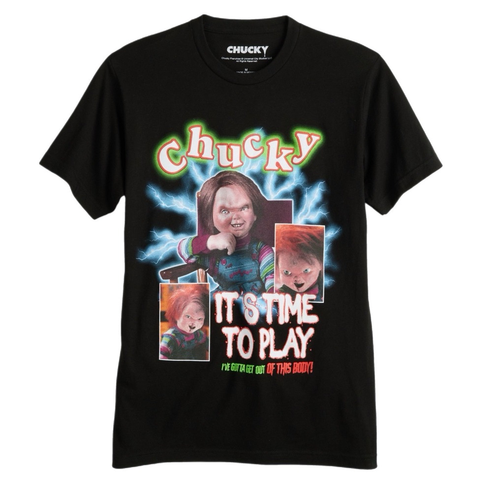Chucky Graphic T-Shirt It's Time to Play‎ Horror Halloween Men's Sz XL Brand New